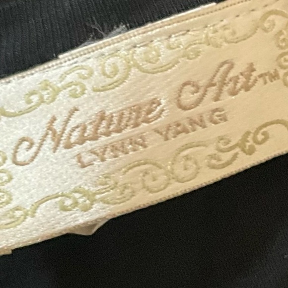 Nature Art by Lynn Wang black long-sleeved Blouse, featuring a V-neck design. - Picture 4 of 4